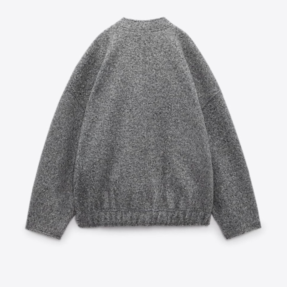 Zara Textured Bomber Jacket - Grey - Picture 8 of 10